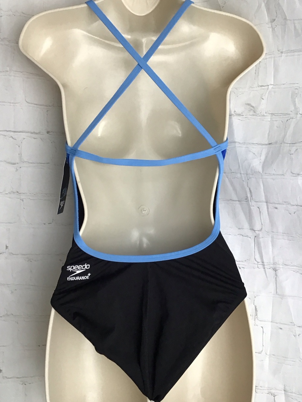 Speedo Black with Light & Royal Blue Trim One-Piece Swimsuit. 8191409 launch spl - Picture 5 of 8
